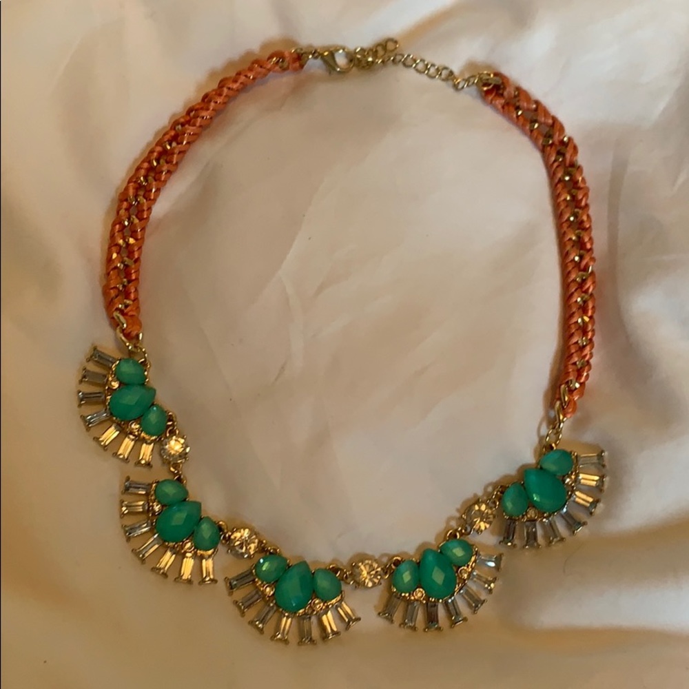 Turquoise and Orange Statement Necklace